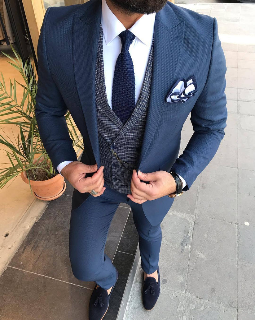 Joseph Navy/Gray Slim-Fit Suit – BRABION