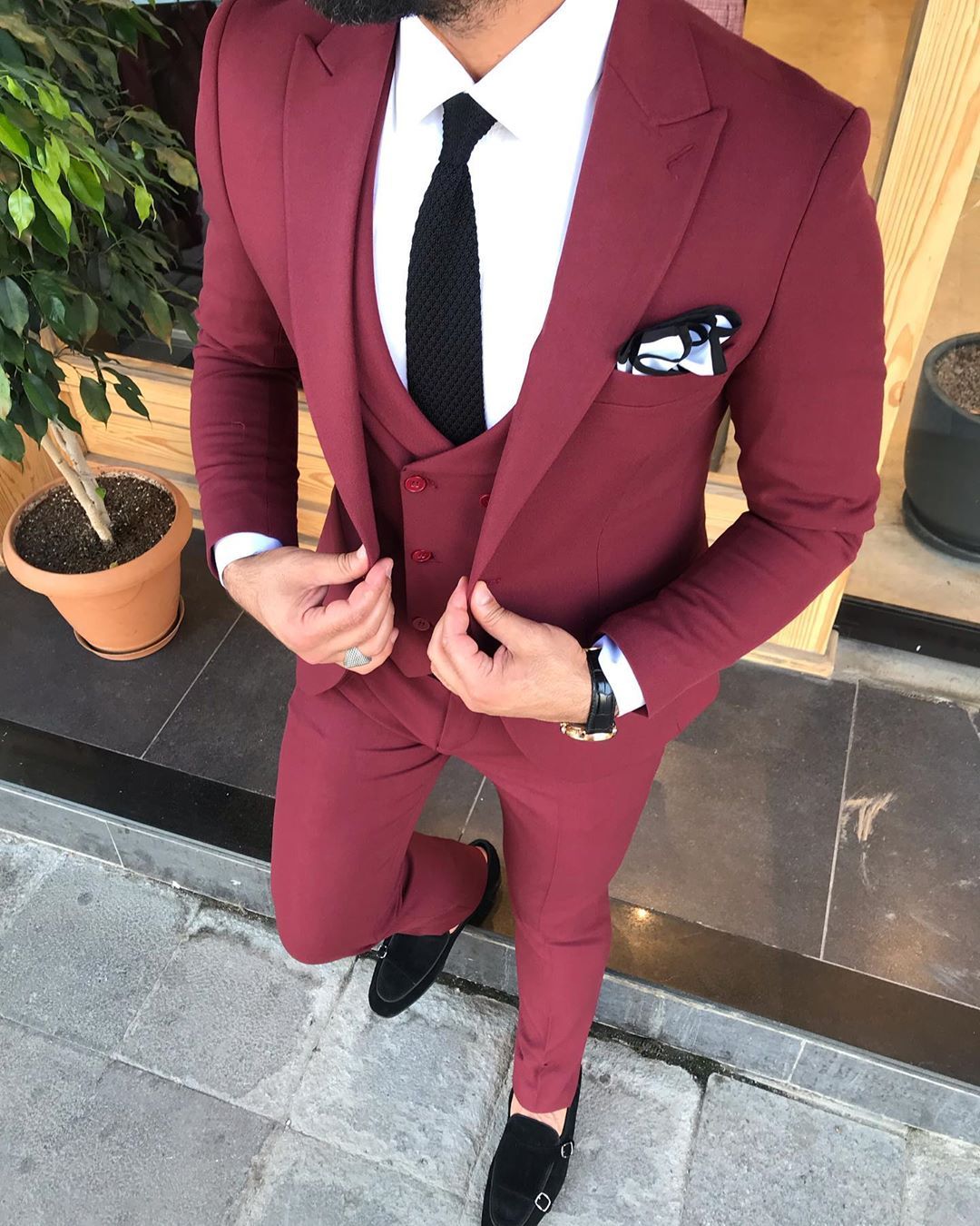 Davis Claret Red Slim-Fit Suit – BRABION