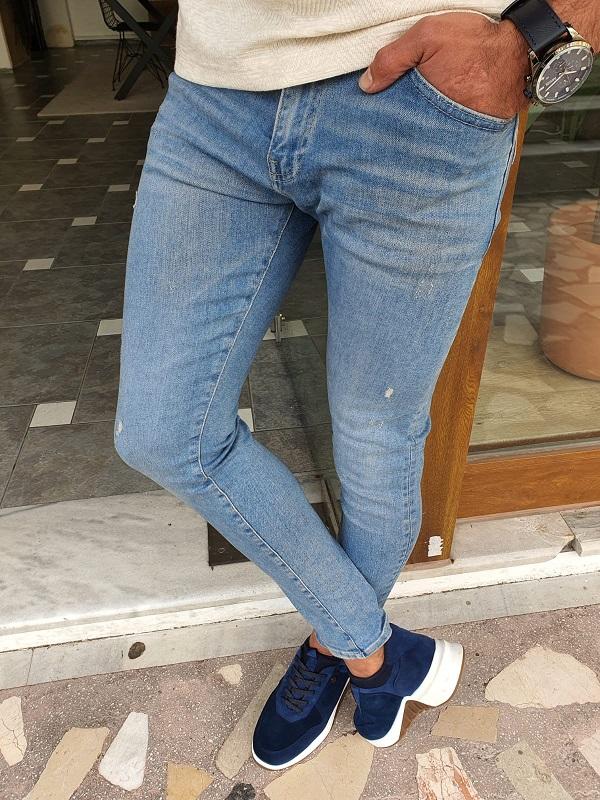 Bastoni Blue Slim Fit Ripped Jeans – BRABION