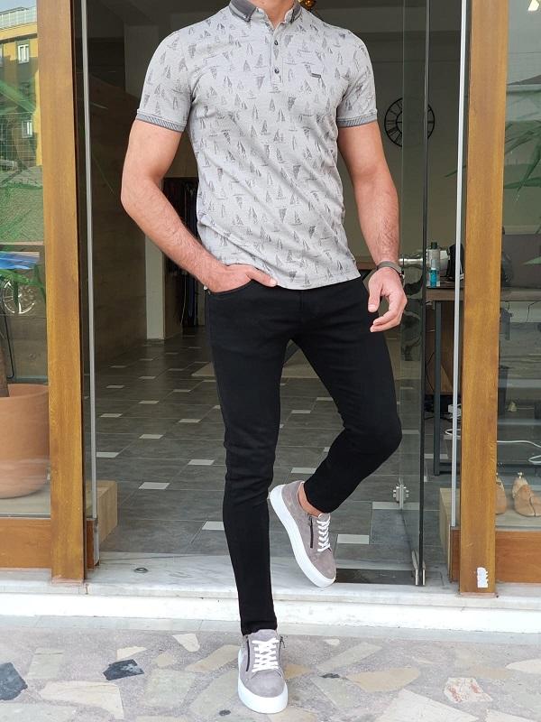 Trento Gray Slim Fit Polo T-Shirt – BRABION