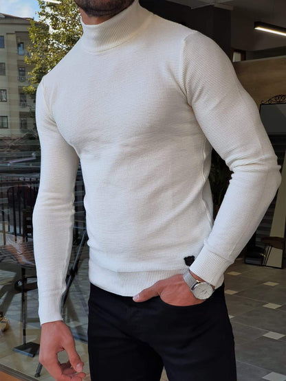 Elko White Slim Fit Mock Turtleneck Sweater – BRABION