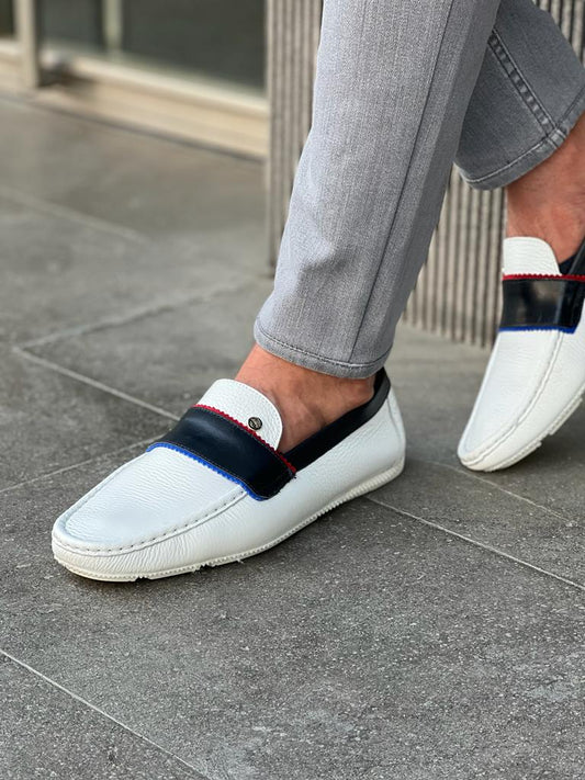 GentWith Tampa White Penny Loafers