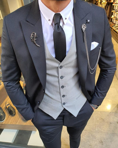 Eros Black Slim Fit Pinstripe Suit – BRABION