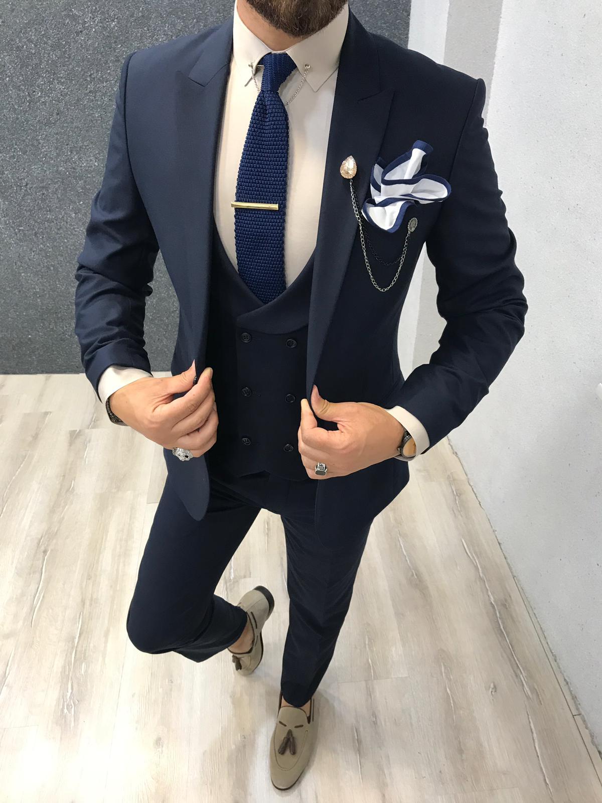 Apollo Navy Blue Slim Fit Suit Brabion