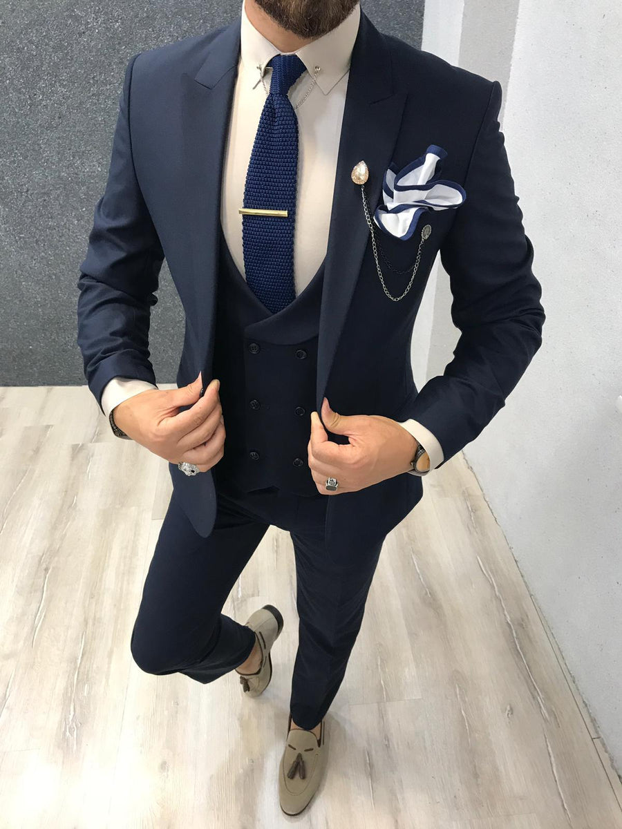 Apollo Navy Blue Slim-Fit Suit – brabion
