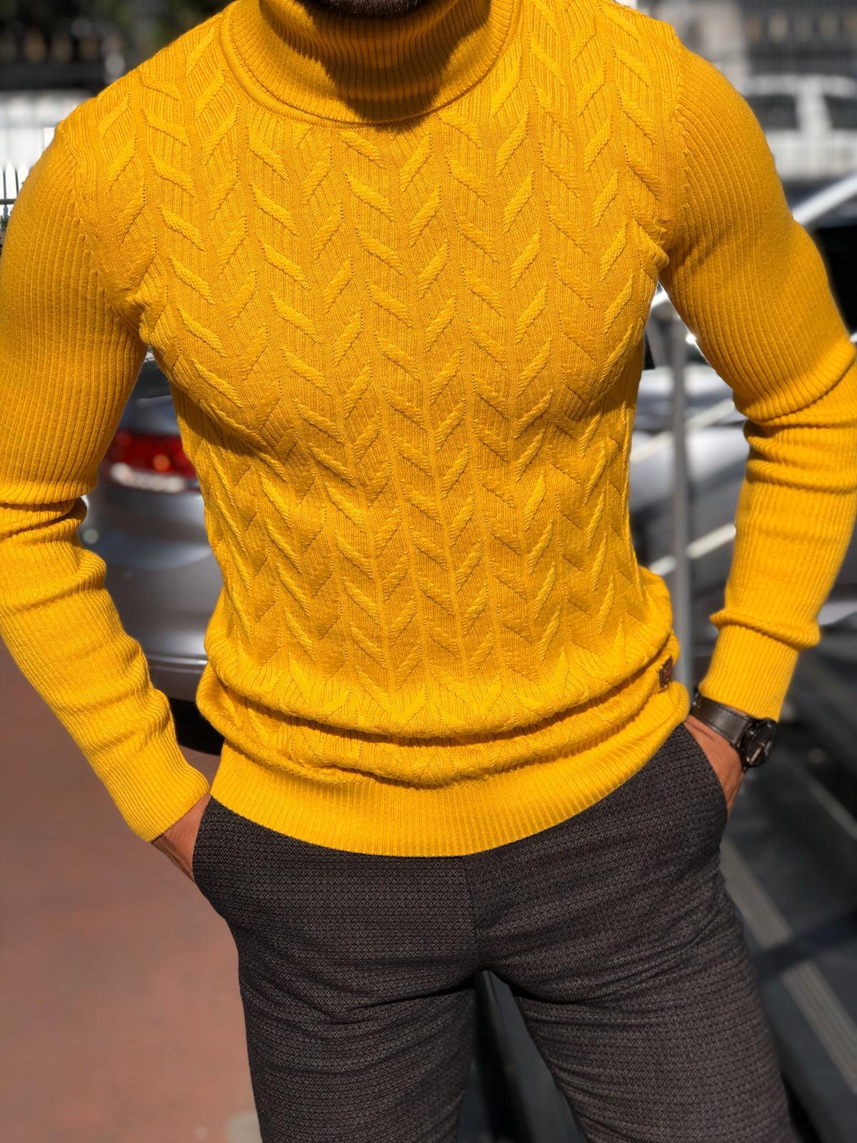 Calvin Slim-Fit Turtleneck Knitwear Yellow – BRABION