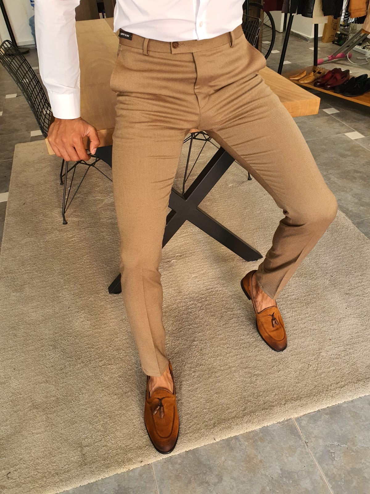 Stefano Camel Slim Fit Pants – BRABION