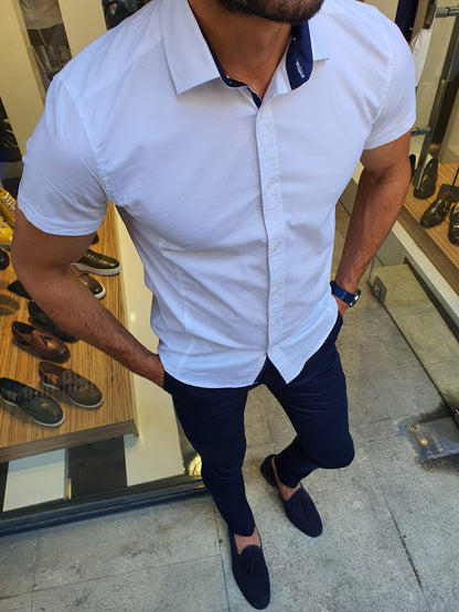 Sparks White Slim Fit Short Sleeve Shirt – BRABION