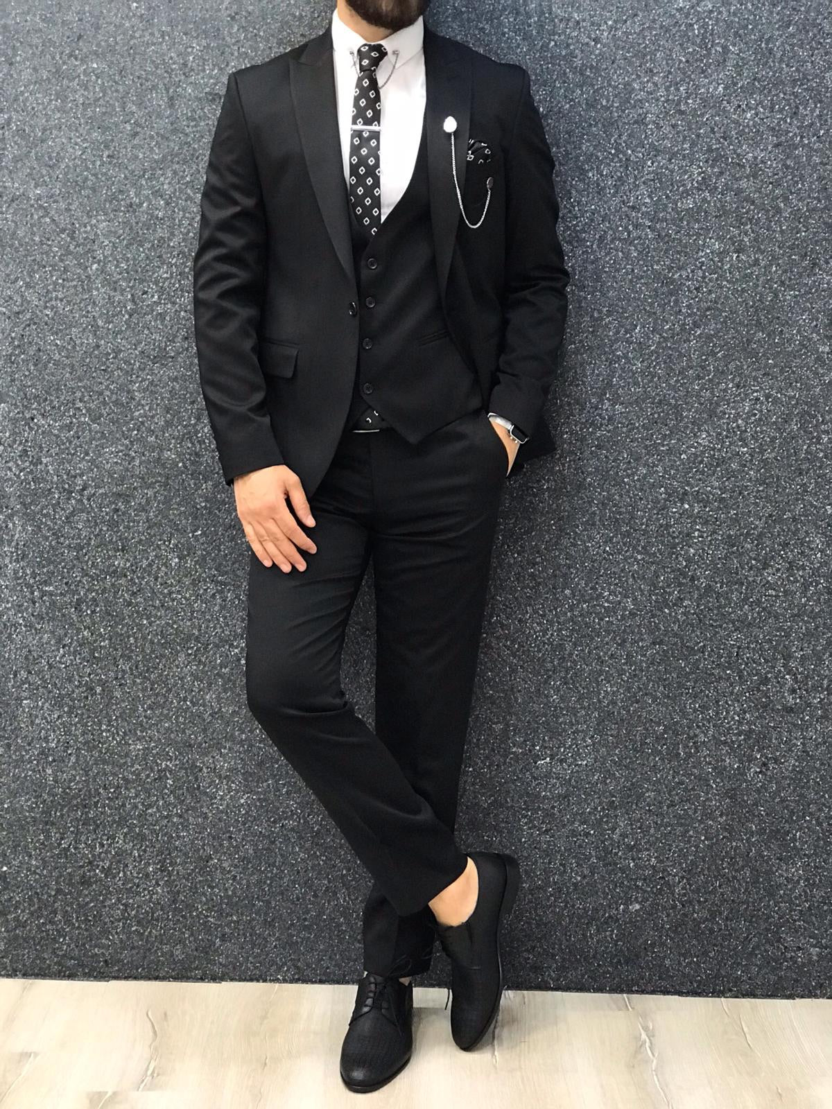 Bernard Black Grid Slim Suit – BRABION