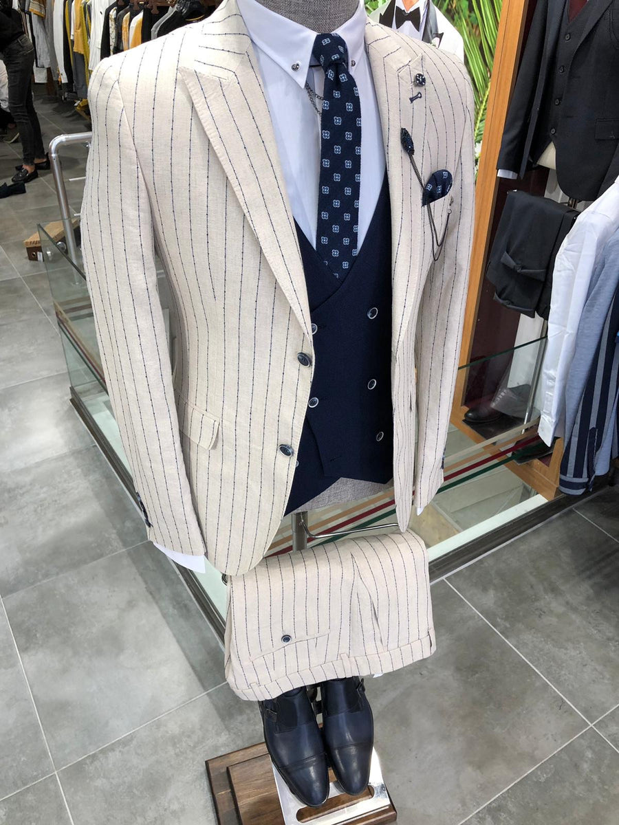 Valencia Ecru Striped Suit – brabion