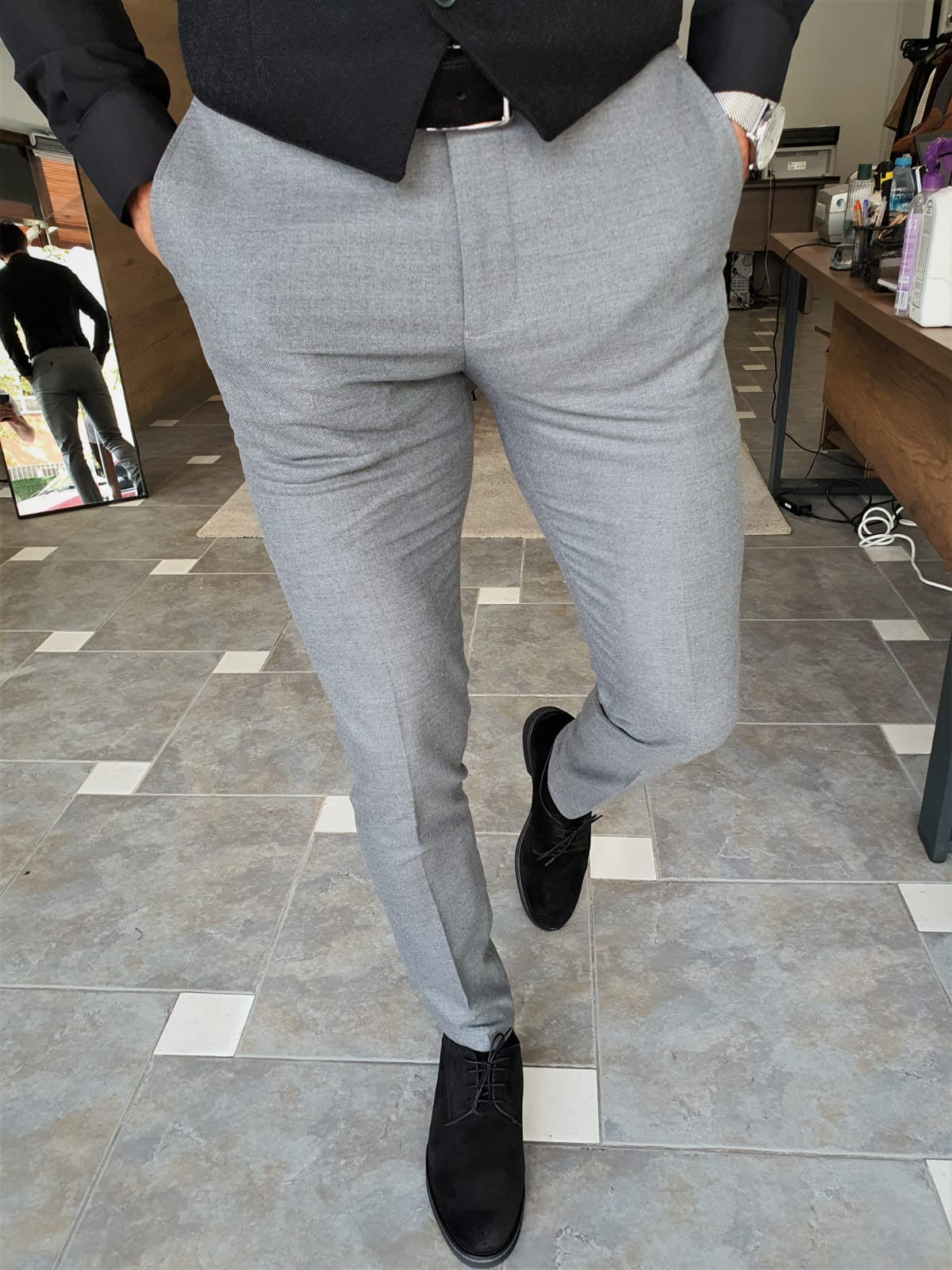 Henderson Gray Slim Fit Pants – BRABION