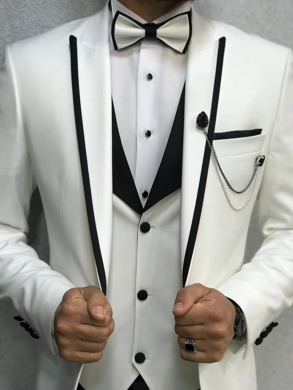 Lazio White Slim-Fit Tuxedo – BRABION