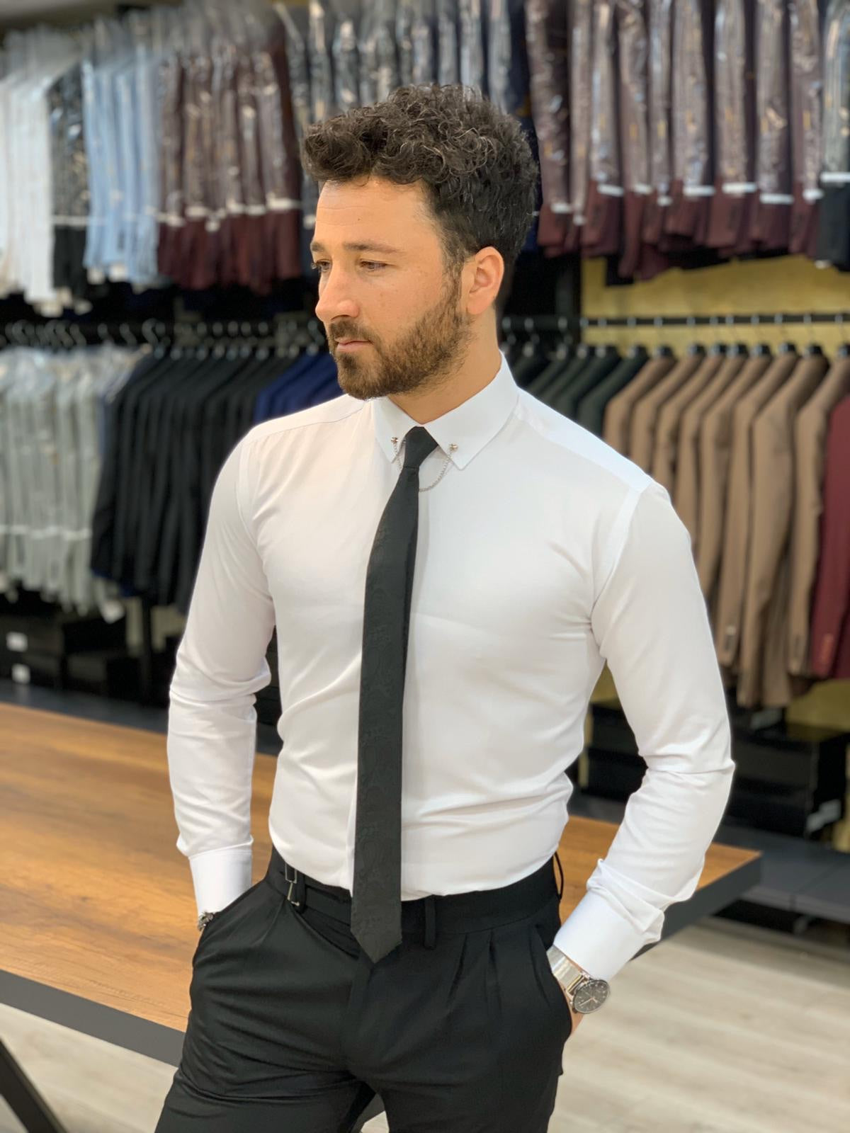 Jake White Slim Fit Shirt – BRABION