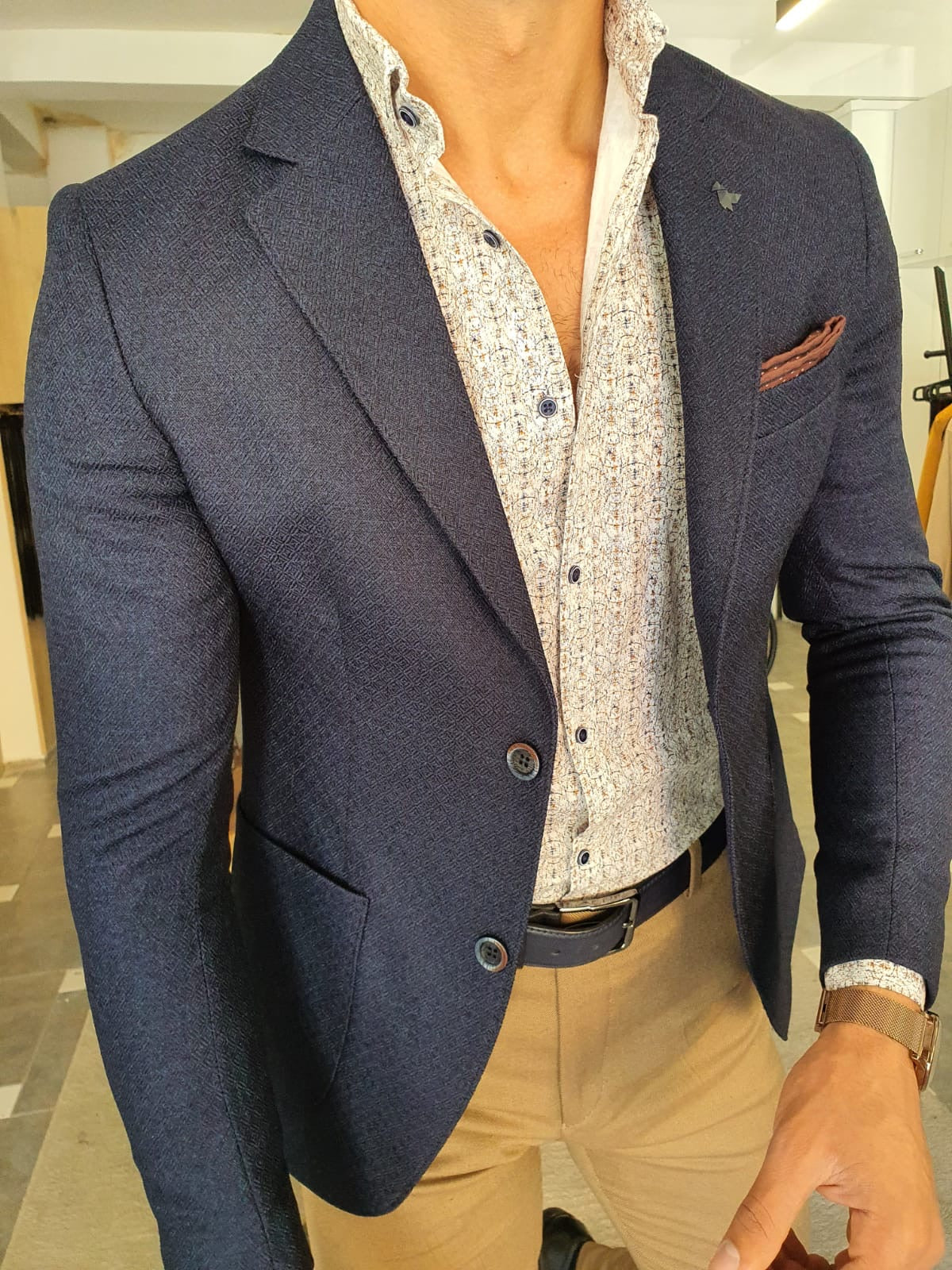 Torino Navy Blue Slim Fit Blazer – BRABION