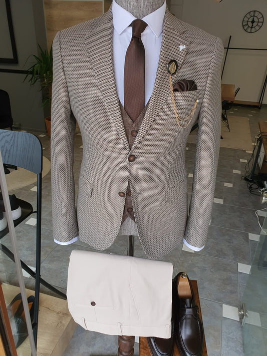 Edmond Beige Slim Fit Blazer – BRABION