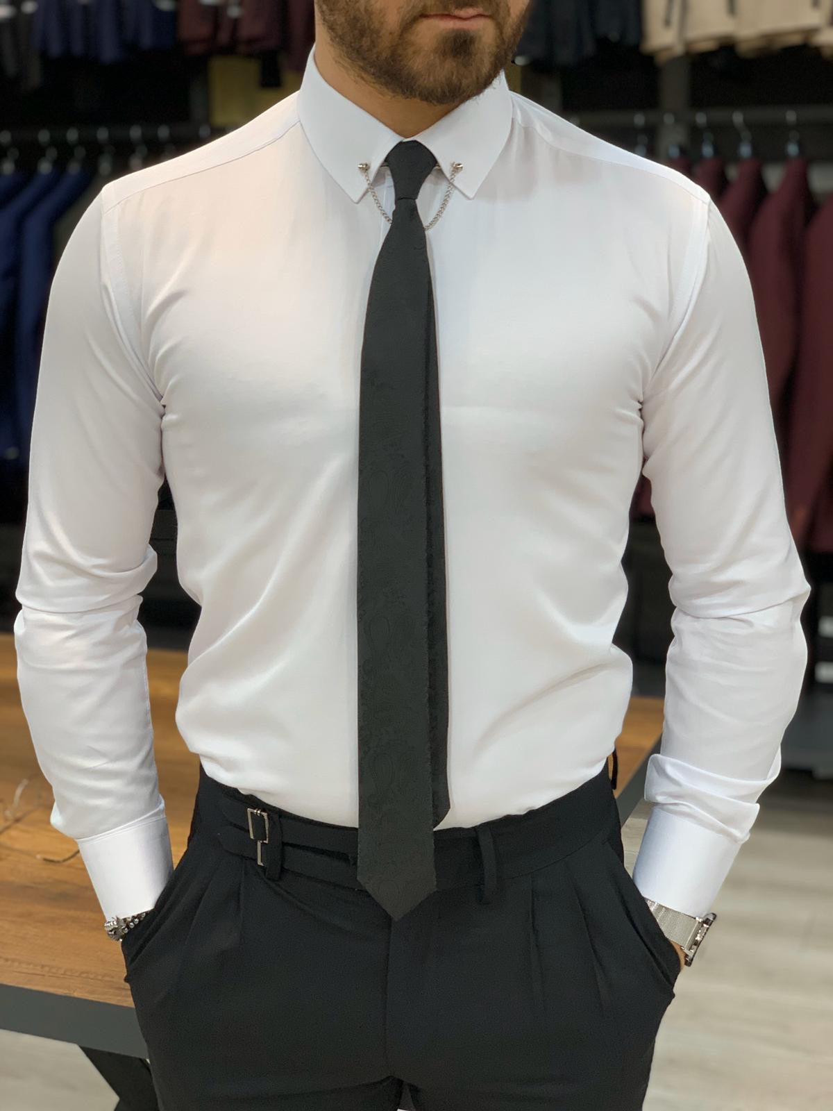 Jake White Slim Fit Shirt – BRABION