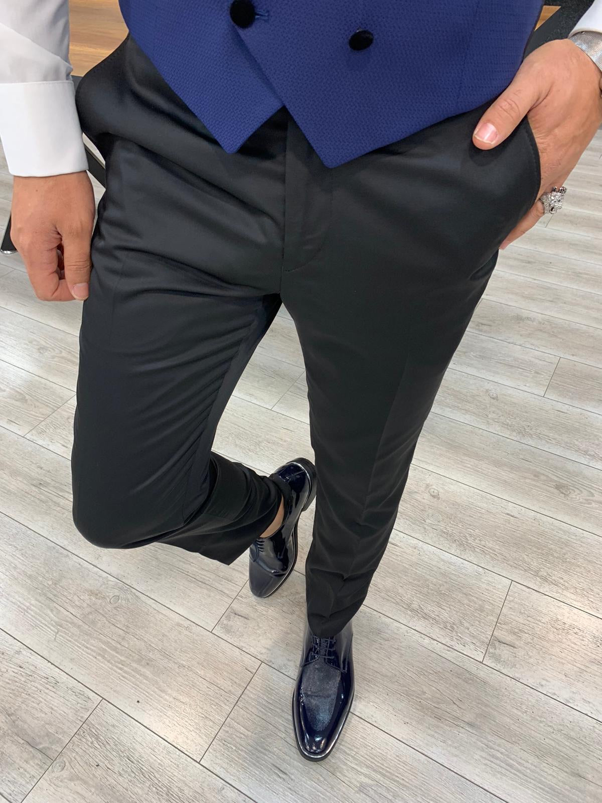 Genua Blue Slim Fit Peak Lapel Tuxedo – BRABION