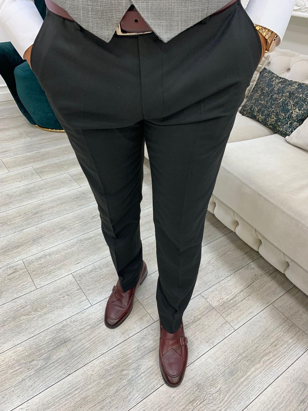 Dayton Black Slim Fit Notch Lapel Suit – BRABION