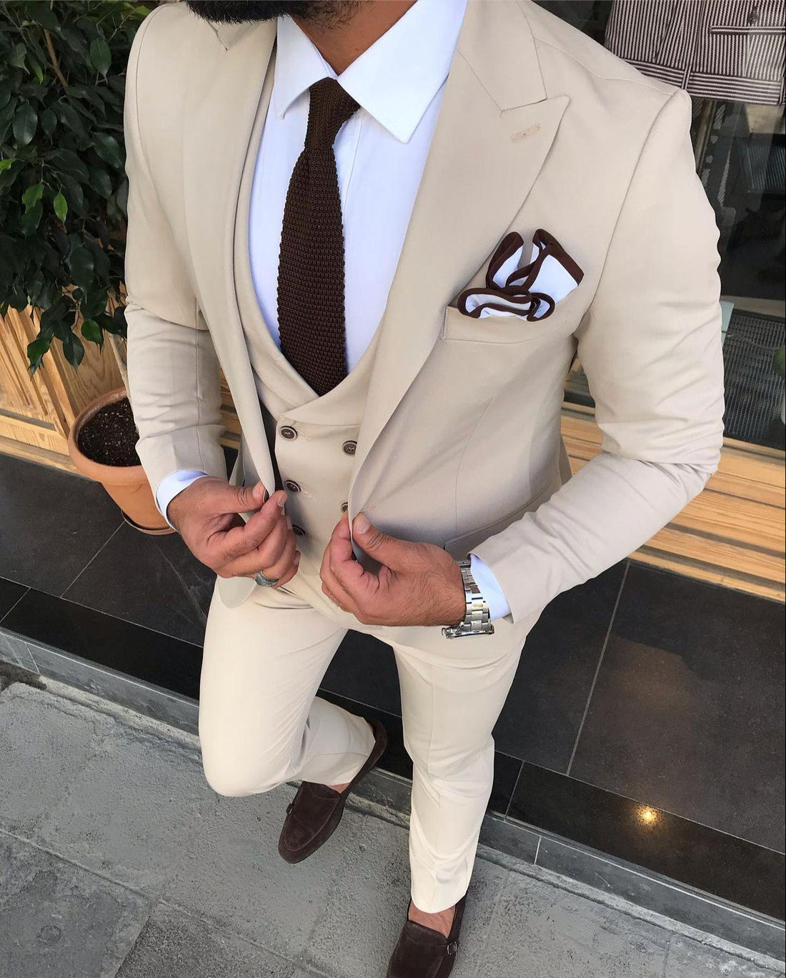 Austin Beige Slim-Fit Suit – BRABION