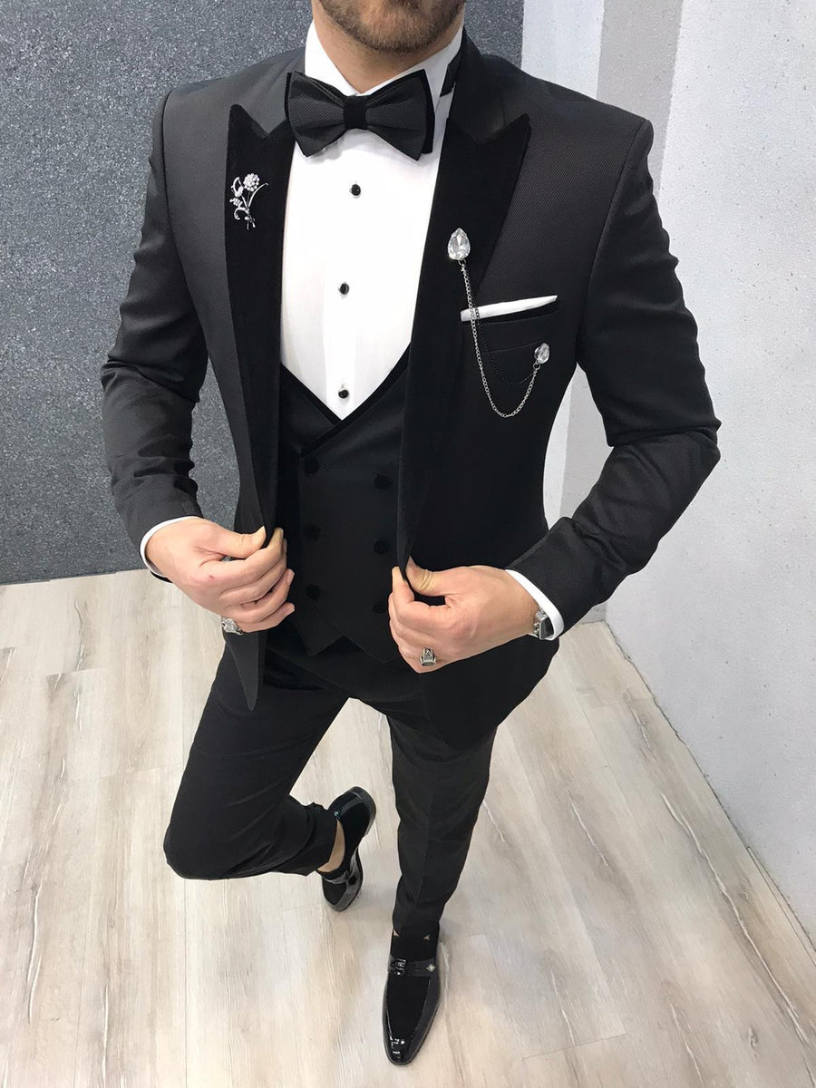 Ventura Black Slim Fit Tuxedo – Brabion