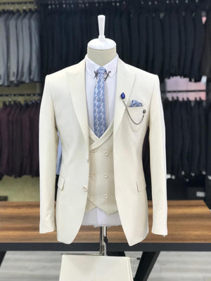 Eros Cream Slim Fit Wool Suit – brabion