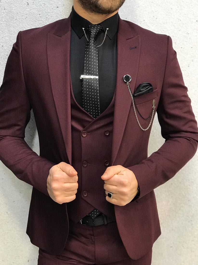 Lancaster Burgundy Slim Fit Suit – BRABION