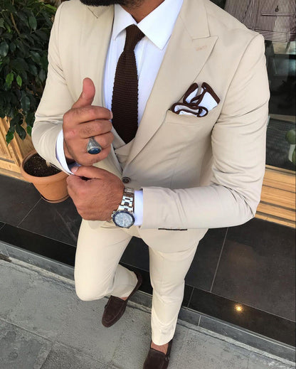 Austin Beige Slim-Fit Suit – BRABION