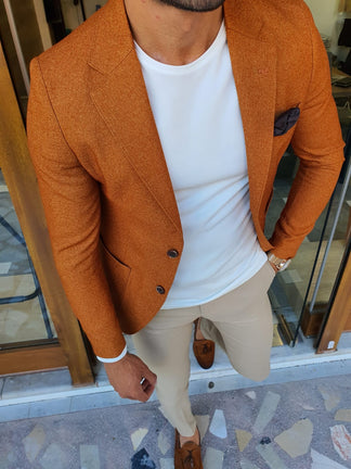 Stefano Camel Slim Fit Blazer – BRABION