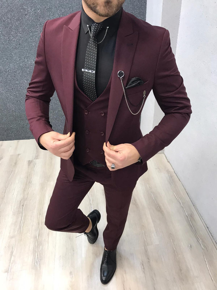 Lancaster Burgundy Slim Fit Suit – BRABION