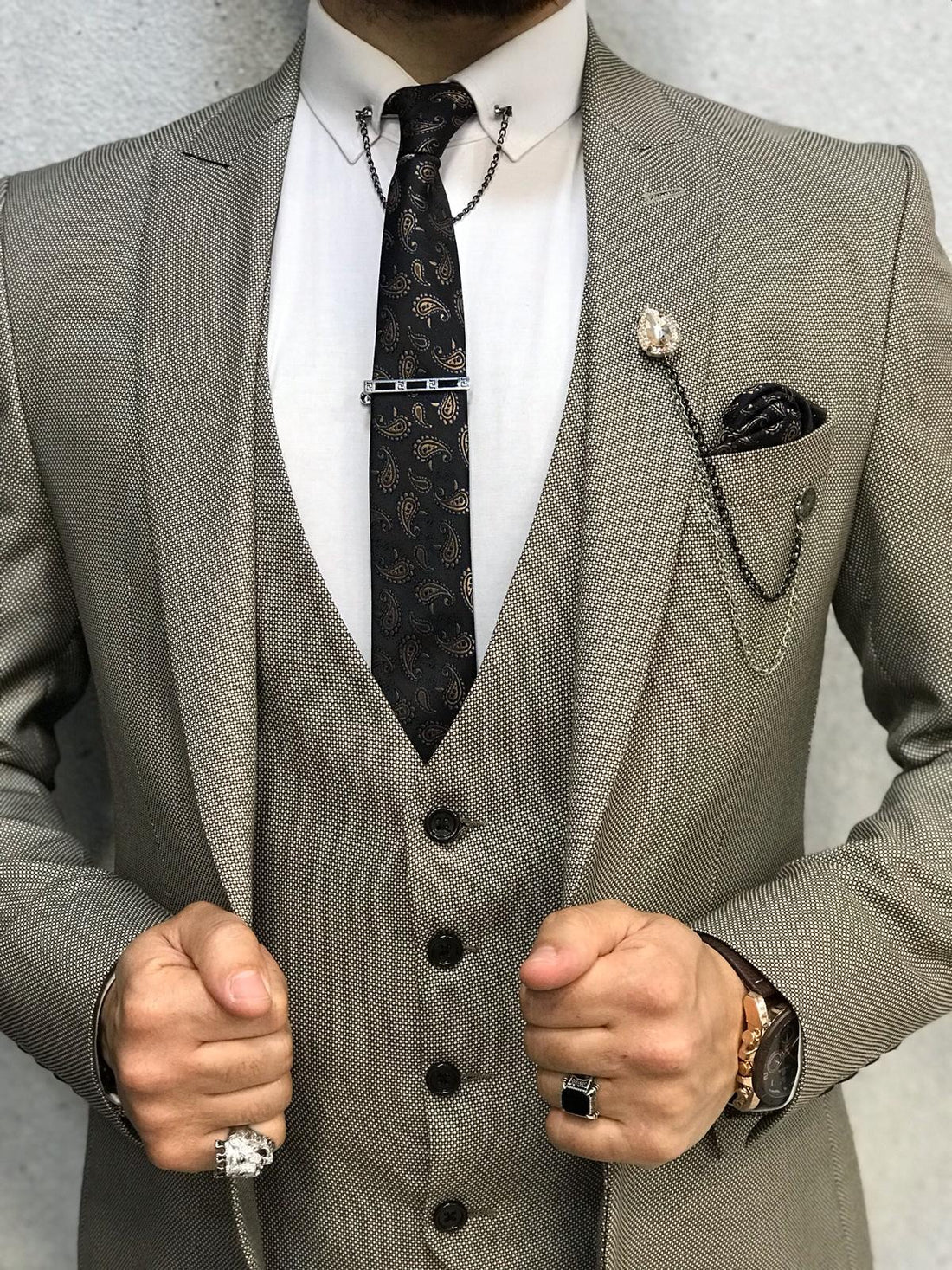 Bernard Dark Cream Slim Suit – BRABION