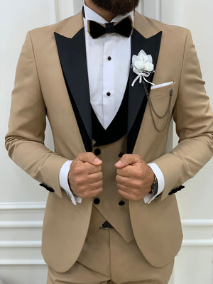 Mark Golden Slim Fit Velvet Peak Lapel Tuxedo – brabion