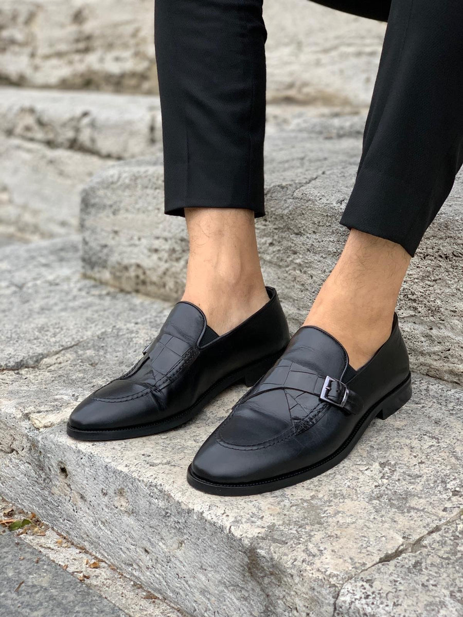 Stanoss Black Buckle Shoes – brabion