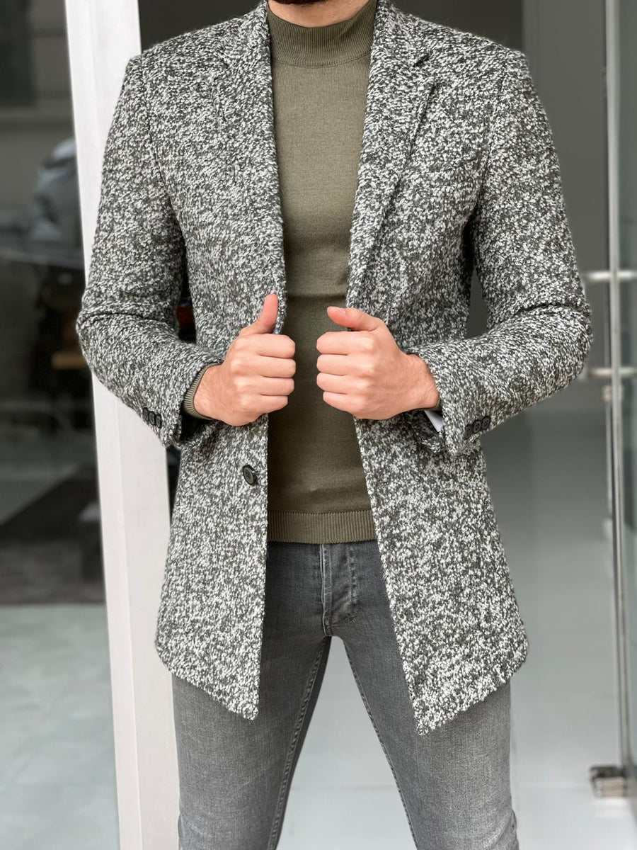 Melbourne Green Slim Fit Wool Long Coat – Brabion