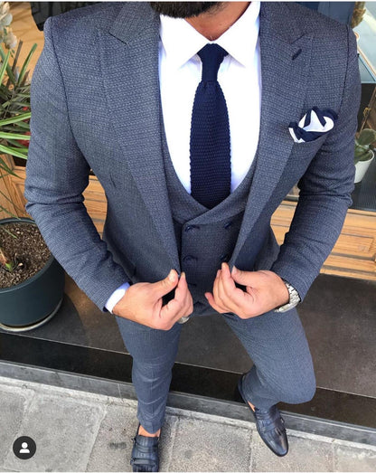 Havana Navy Blue Slim-Fit Suit – BRABION