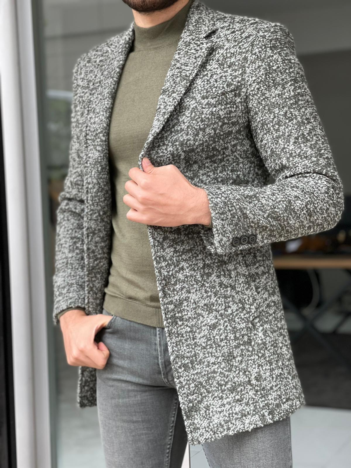 Melbourne Green Slim Fit Wool Long Coat – BRABION