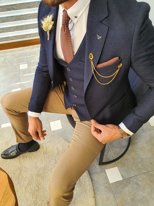 Napoli Navy Blue Slim Fit Pinstripe Suit