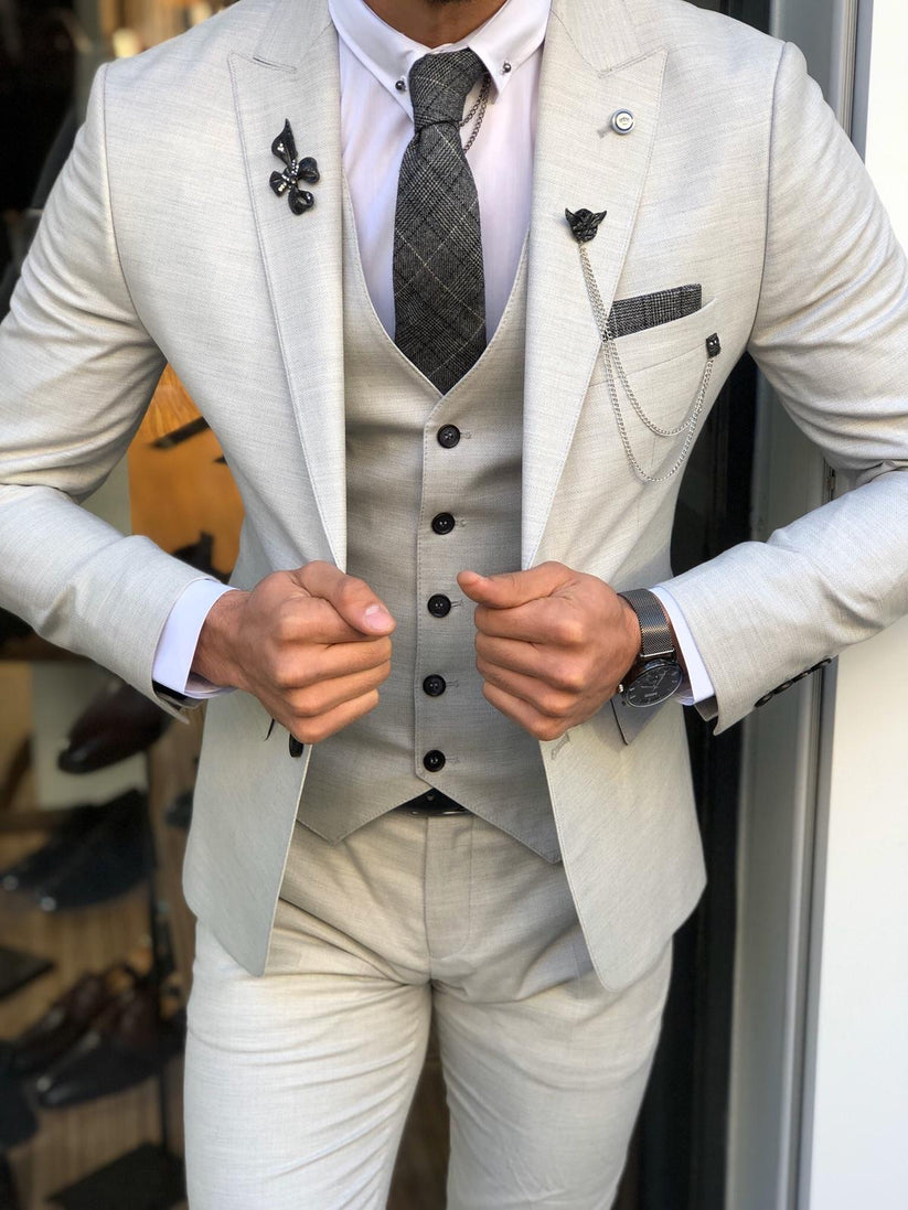Olympia Gray Slim Fit Suit – BRABION