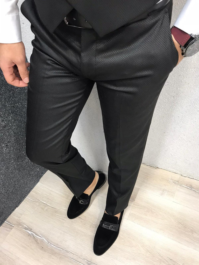 Asmo Black Slim Fit Wool Suit – brabion