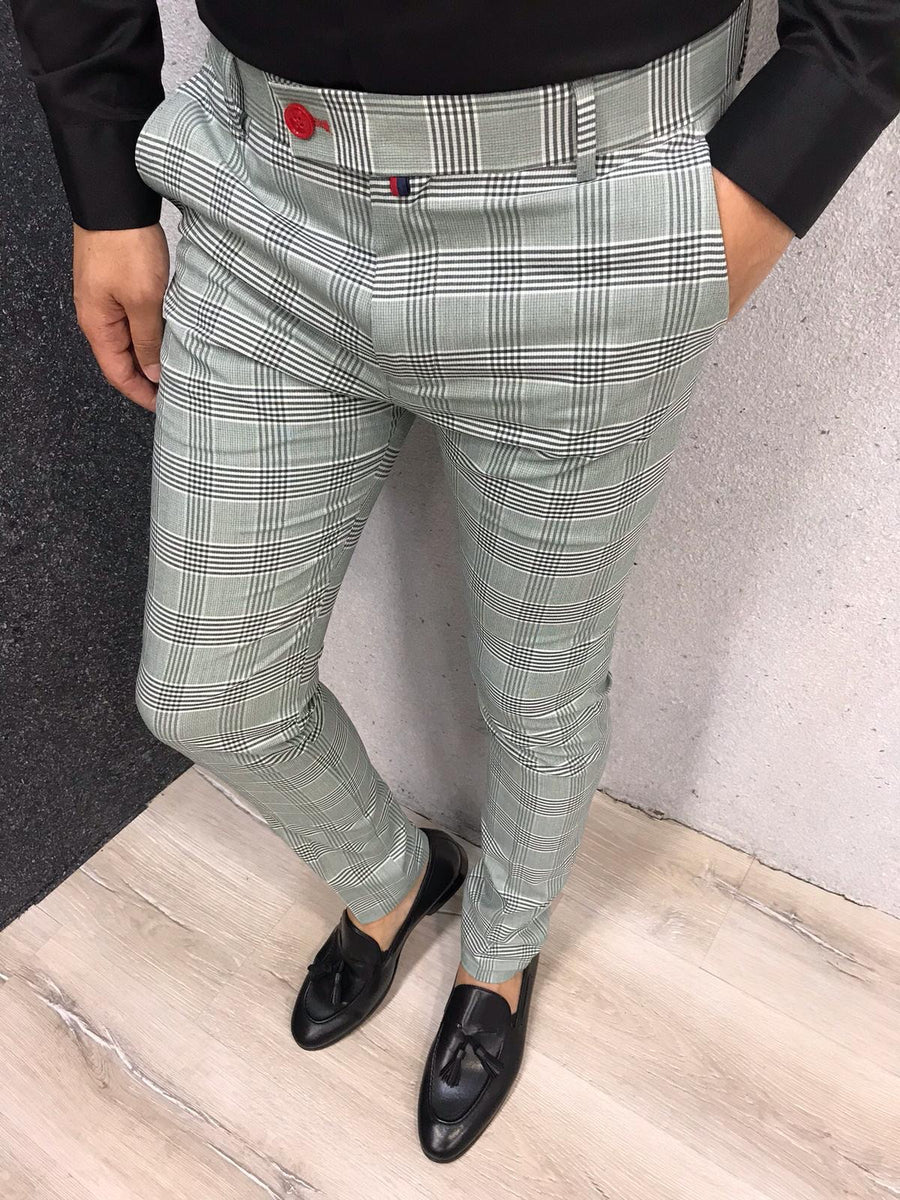 Kingston Gray Plaid Slim Pants – brabion