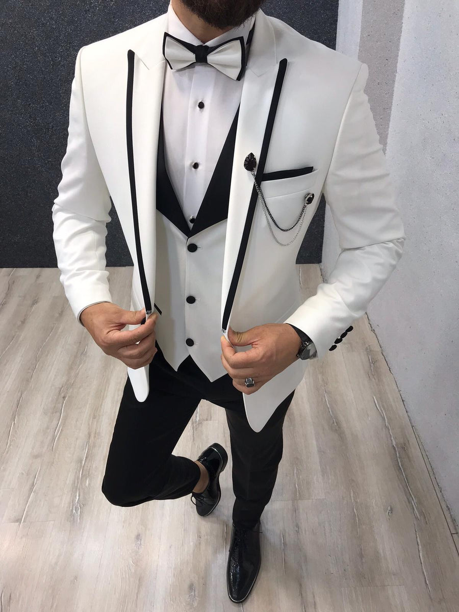 Lazio White Slim-Fit Tuxedo – brabion