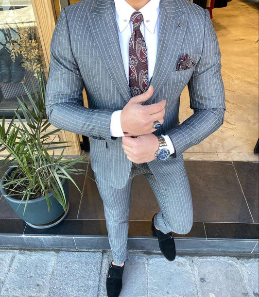 Hunter L-Gray Slim-Fit Suit – BRABION