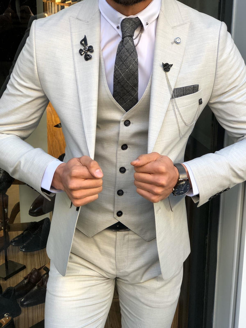 Olympia Gray Slim Fit Suit – BRABION