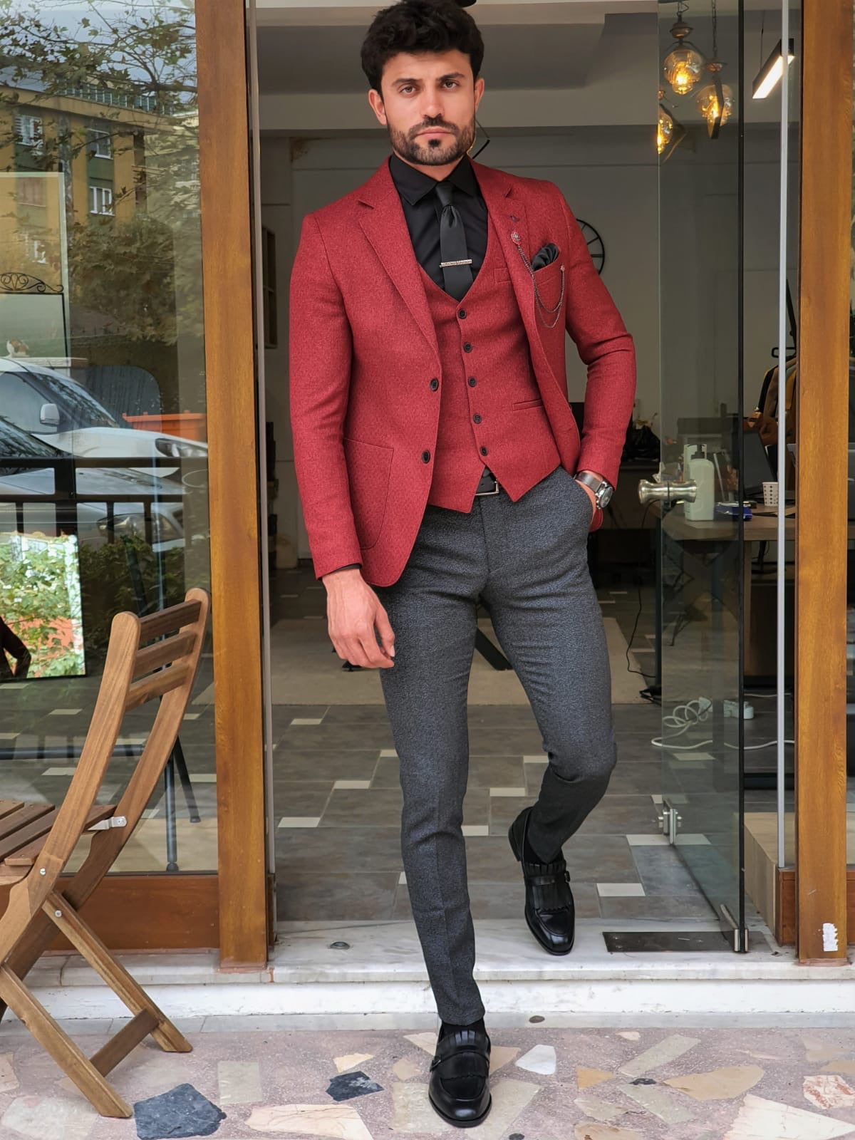 Henderson Claret Red Slim Fit Suit – BRABION