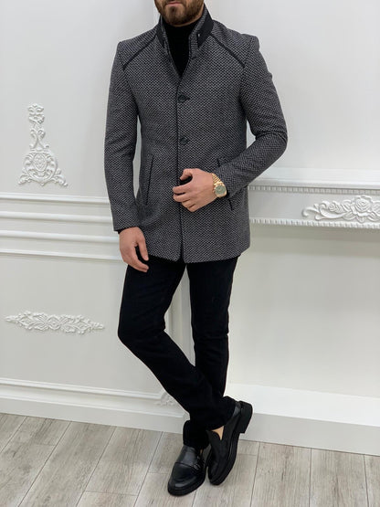Owen Gray Slim Fit Wool Coat – BRABION