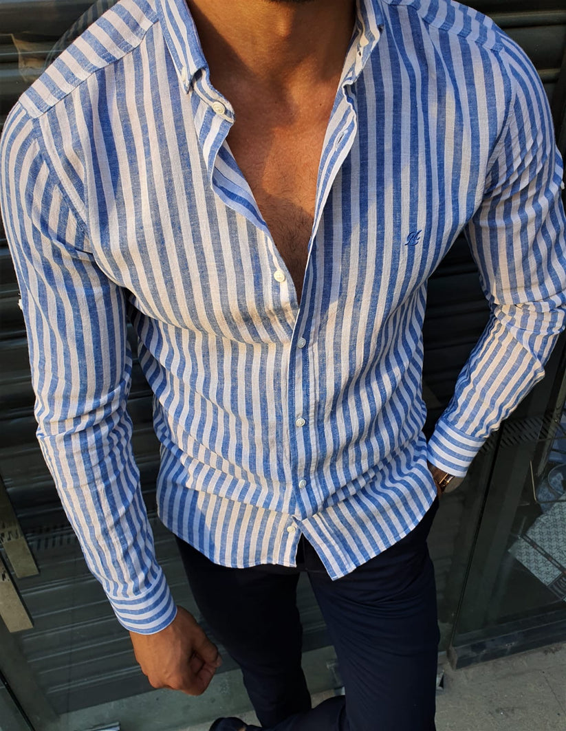 Stefano Blue Striped Shirt – BRABION