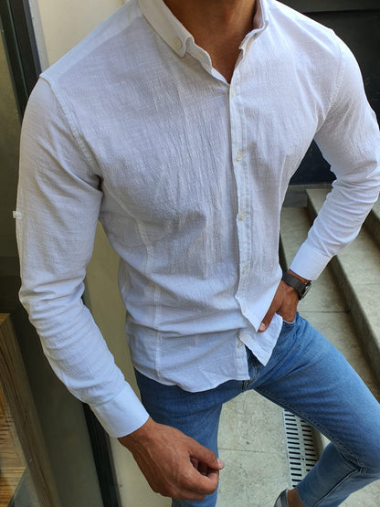 Madison White Slim Fit Button Collar Shirt – BRABION