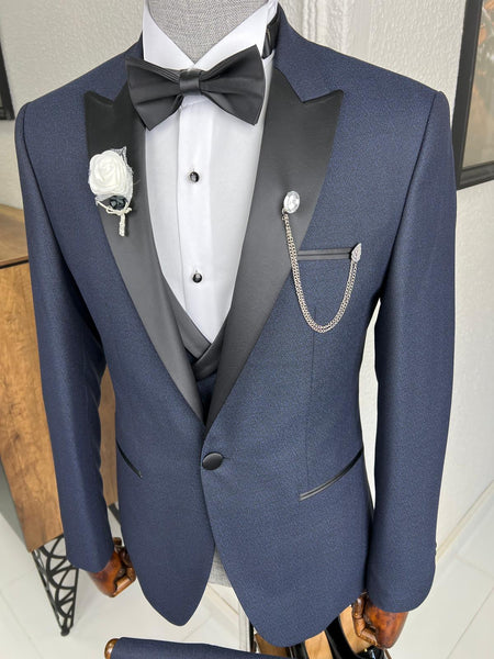 Veneta Slim Fit Dovetail Collared Navy Blue Tuxedo – Brabion