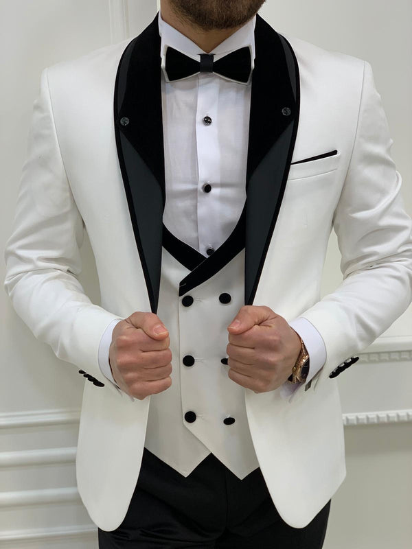 Austin White Slim Fit Shawl Lapel Tuxedo – BRABION