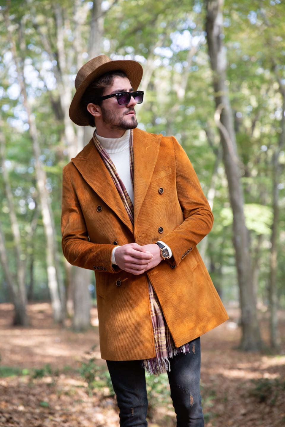 Twink Brown Slim Fit Double Breasted Long Coat – Brabion