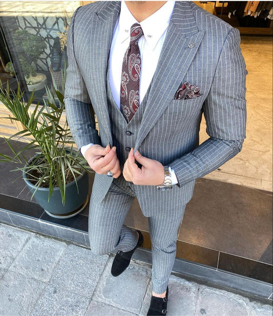 Hunter L-Gray Slim-Fit Suit – BRABION